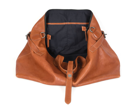 Elegant Tan Leather Travel  Bag