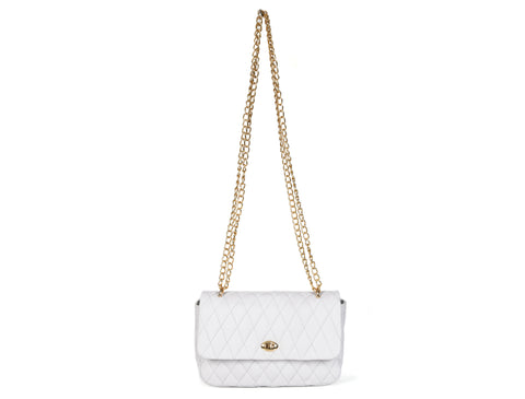 Elegant White Quilted Shoulder Bag