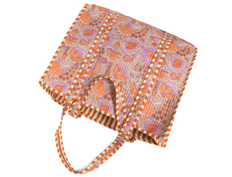 Quilted Cotton  Tote Bags - Lotus