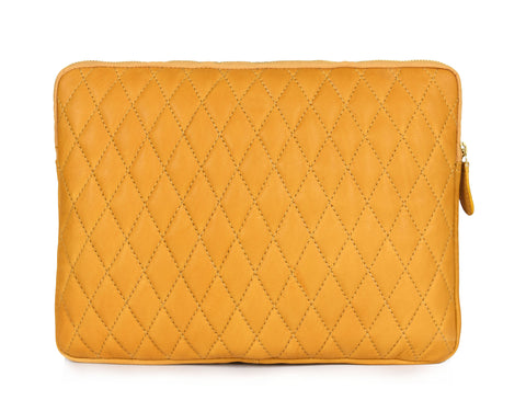 Ardentia Quilted Leather Mackbook Sleeve - Mustard