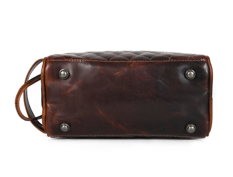 Quilted Leather Toiletry Bag ( wb-147 )  Brown