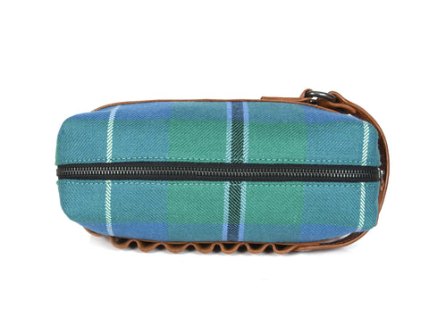 Stylish Leather and Plaid Toiletry Bag