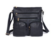 CABRINI Versa – Structured Black Multi-Pocket Shoulder Bag