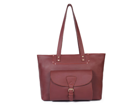 Ladies Leather Tote Bag - Walnut Brown