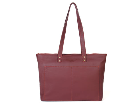 Ladies Leather Tote Bag - Walnut Brown