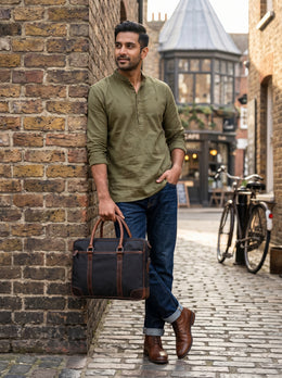 Classic Leather Office Bag – Smart Organizer for Work