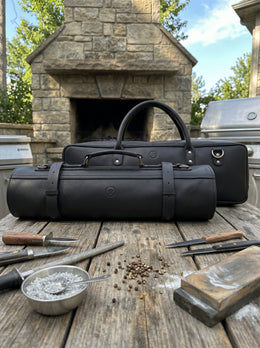 Tuscania Chef Knife Roll & Carry Bag – Raven Black (Top Grain Leather)