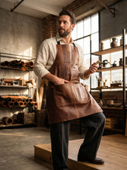 Full Grain Leather Workshop Apron – Heavy-Duty Protection