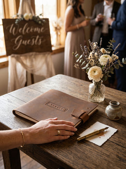 Handcrafted Leather Guest Registry Book