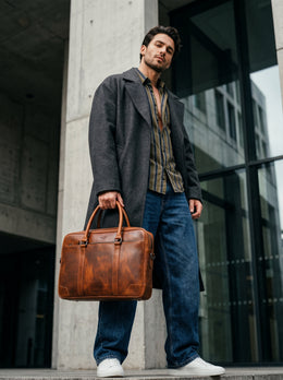 Leather Portfolio Organizer Bag – Sleek Work Essential