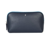 Cabrini Navy & Blue Leather Pouch – Pebble-Grain Texture