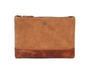Cabrini Starlit Leather & Suede Zip Pouch – Brown
