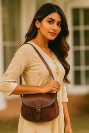 Elegant Brown Leather Crossbody – Top Grain Minimal Style