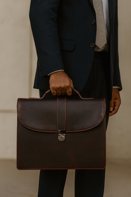 Cabrini Ember Leather Briefcase – Lockable & Padded for Laptops