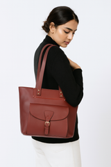 Ladies Leather Tote Bag - Walnut Brown