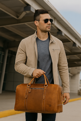 Full Grain Leather Weekender Bag – Tawny Brown