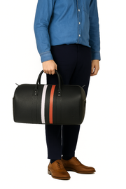 CABRINI Monaco Duffel – Black Travel Bag with Heritage Stripes