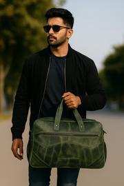 Brooks Upcycled Leather Duffle Bag – Seaweed