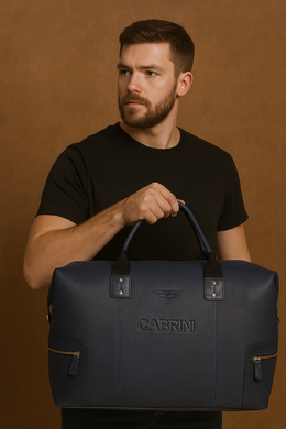 Cabrini Navy Blue Leather Duffle Bag – Spacious & Travel-Ready