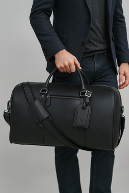 Full Grain Leather Overnight Combo – Raven Black