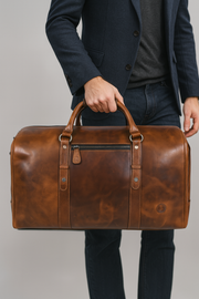 Full Grain Leather Weekender Bag – NY Brown