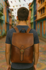 Leather Backpack – Classic Black Travel & Work Companion
