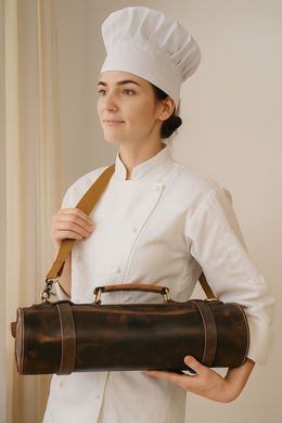 Top Grain Leather Knife Roll – 8 Slot Travel Case