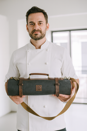 Malaga Canvas Knife Roll - Distressed Grey