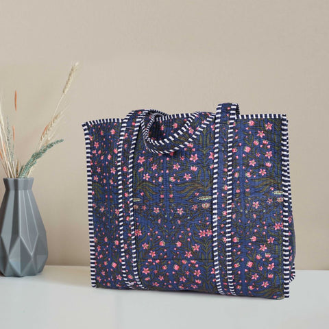 Quilted Cotton Tote Bags - Dark Shade