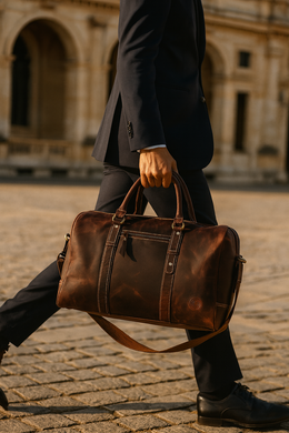 Full Grain Leather Weekender Bag – Hickory Brown