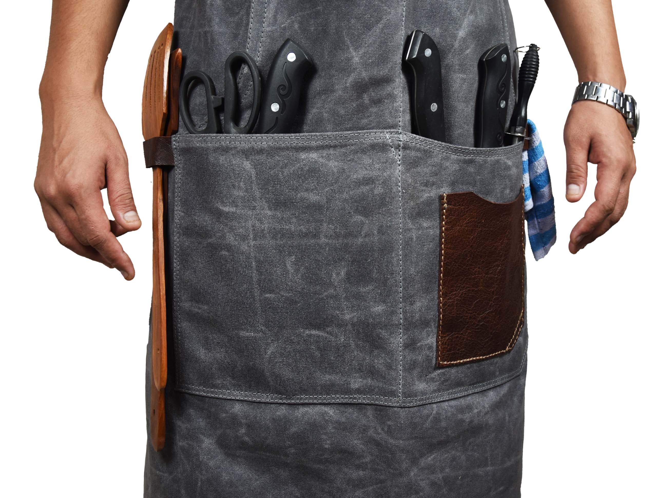 Turin Waxed Canvas Apron - Ash Grey