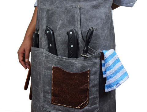 Turin Waxed Canvas Apron - Ash Grey