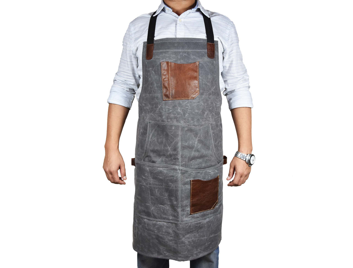 Turin Waxed Canvas Apron - Ash Grey