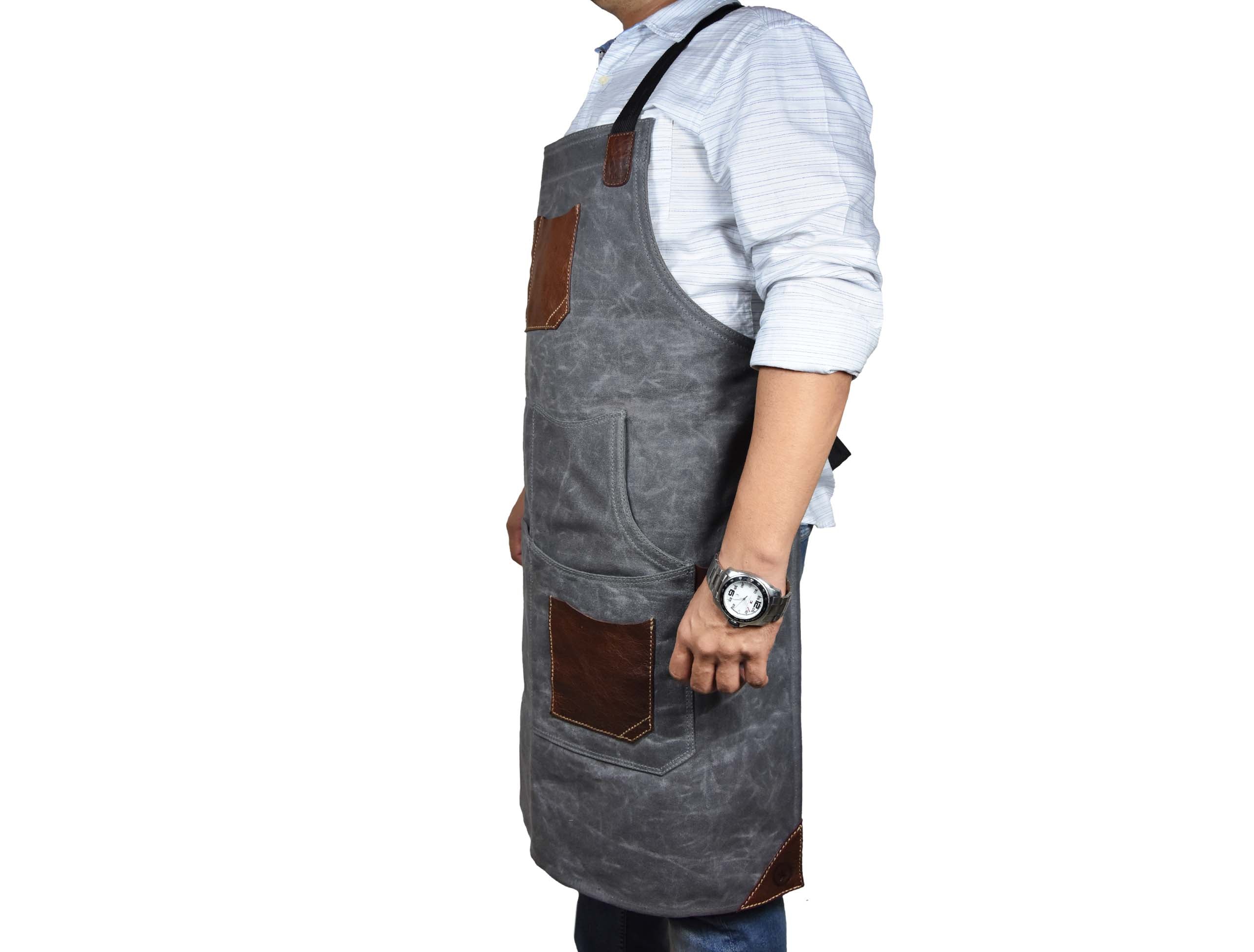 Turin Waxed Canvas Apron - Ash Grey