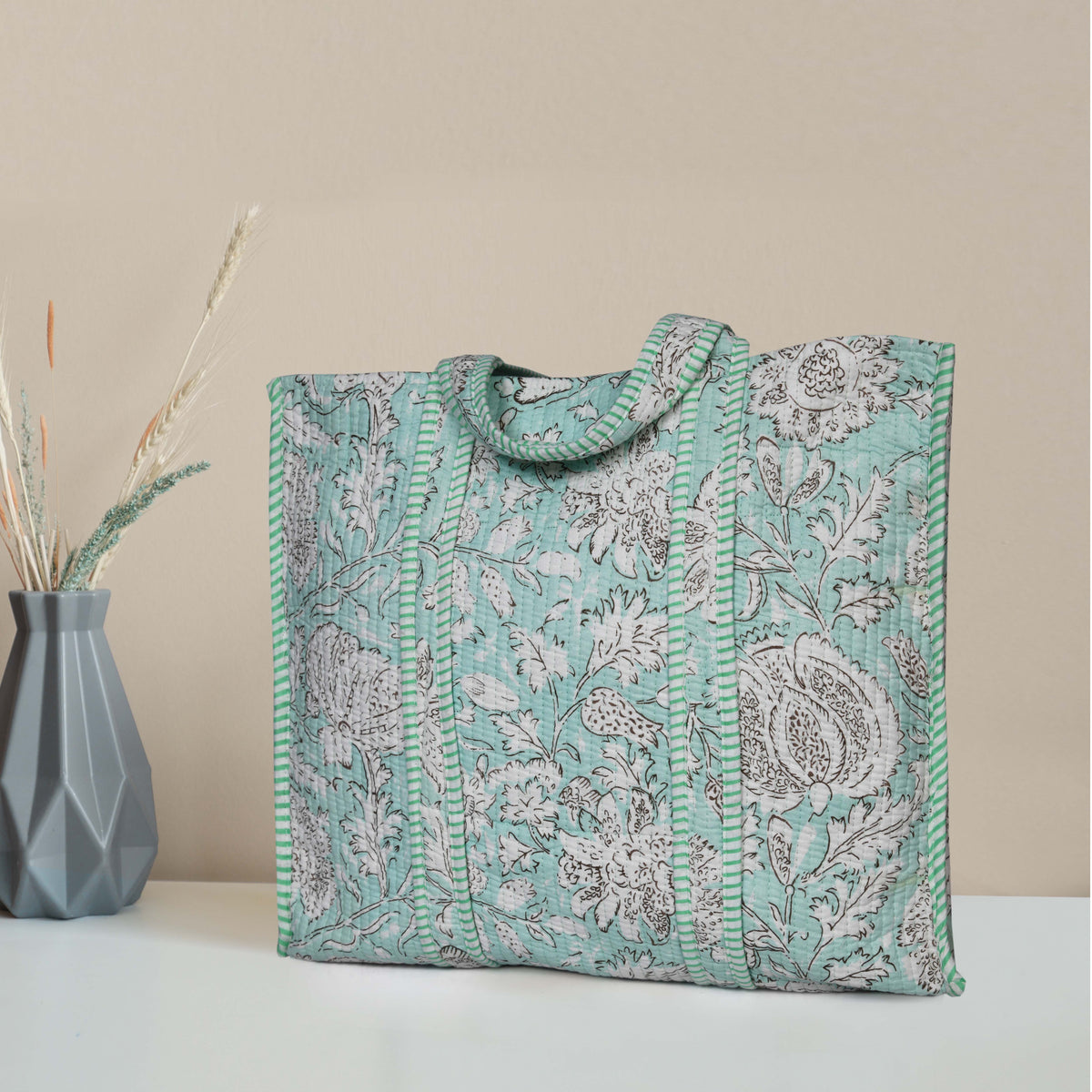 Quilted Cotton  Tote Bags - Blue (Copy)