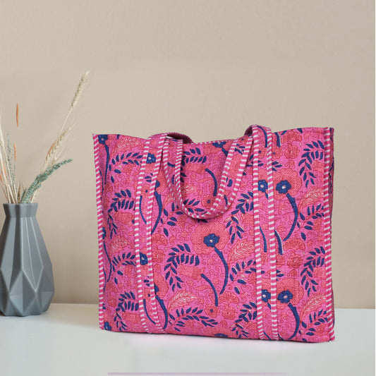 Quilted Cotton  Tote Bags - Pink