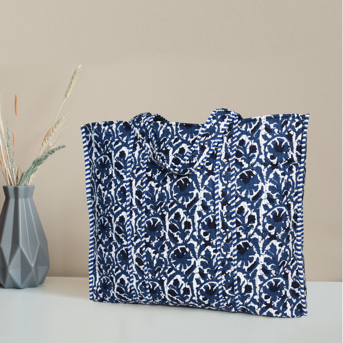 Quilted Cotton  Tote Bag