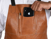 Chef & Artist Apron in Full Grain Leather – Tan Brown