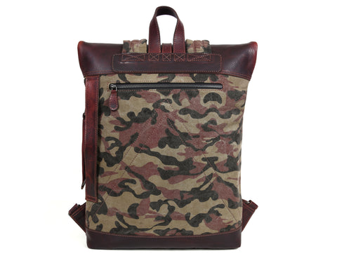 Leather Canvas Backpack