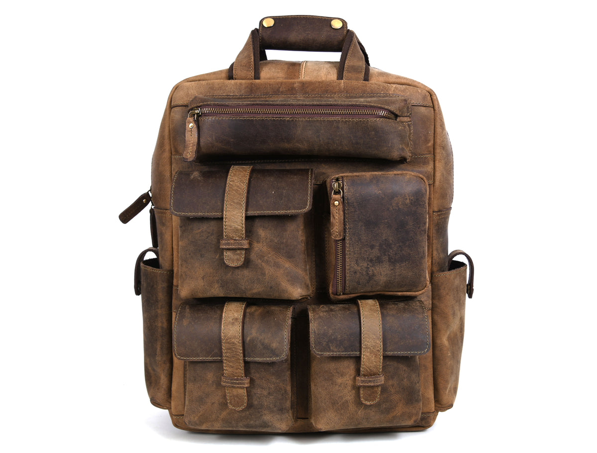 Vintage Leather Backpack Hunter Brown