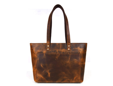 Ladies Leather Tote Bag - Walnut Brown