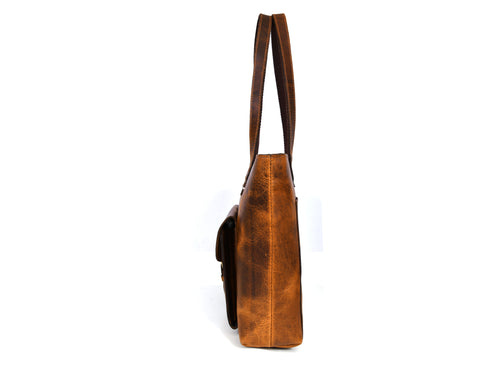 Ladies Leather Tote Bag - Walnut Brown