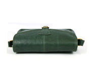 Handcrafted Green Leather Crossbody Bag for Women – Vintage Satchel with Multiple Compartments