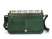 Handcrafted Green Leather Crossbody Bag for Women – Vintage Satchel with Multiple Compartments