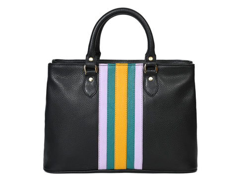 Leather Stripe Hand Bag