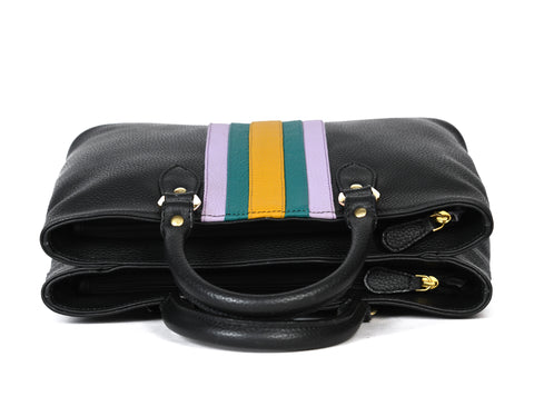 Leather Stripe Hand Bag