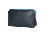 Cabrini Navy & Blue Leather Pouch – Pebble-Grain Texture