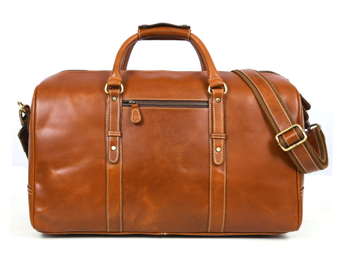 Taranto Leather Weekender Bag  - Ochre Brown