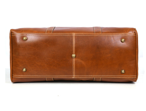 Taranto Leather Weekender Bag  - Ochre Brown