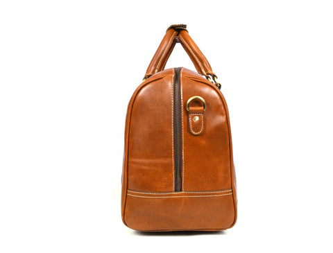 Taranto Leather Weekender Bag  - Ochre Brown